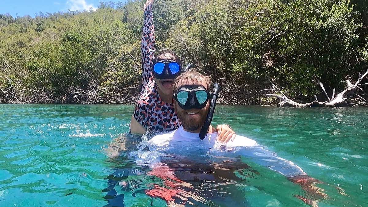 The author with his wife snorkeling in St. John