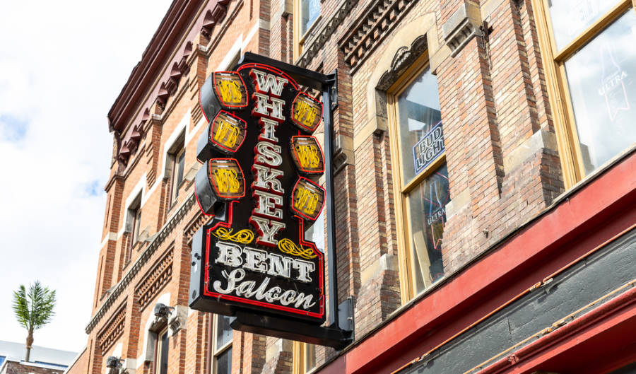 The Whisky Bent Saloon signage outside