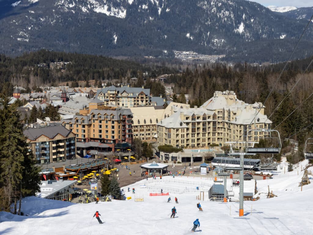 People enjoying skiing at the Whistler Village