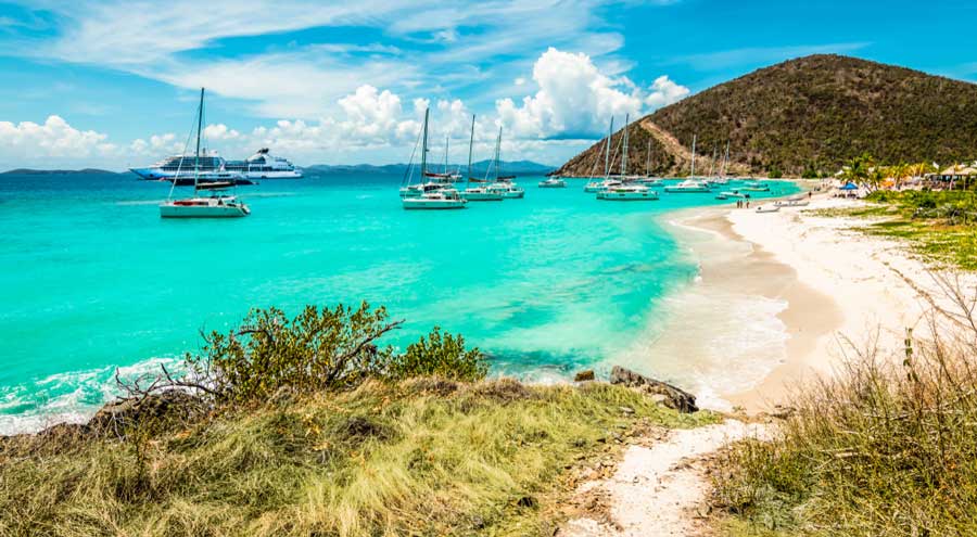 Scenic view from the White Bay on Jost Van Dyke