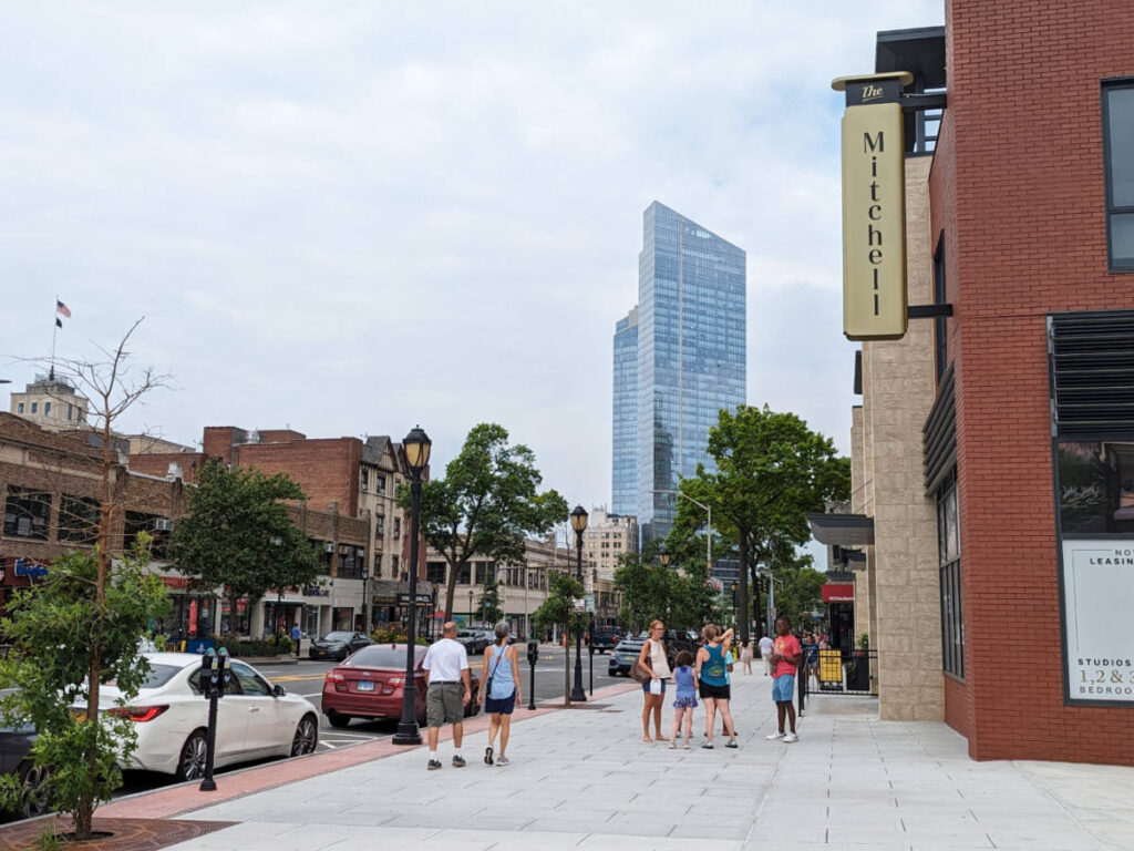 People walking on a street in Downtown White Plains
