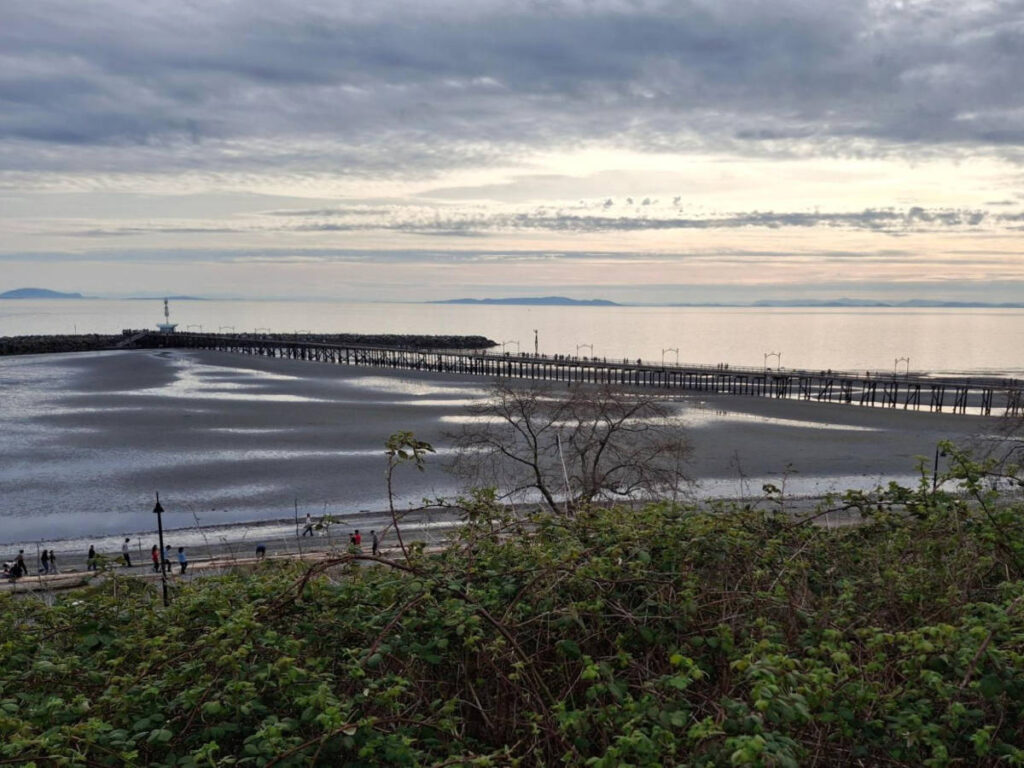 Overlooking view of the White Rock Pier from above