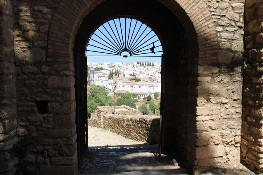 View of the White Town in Spain under the clear blue sky