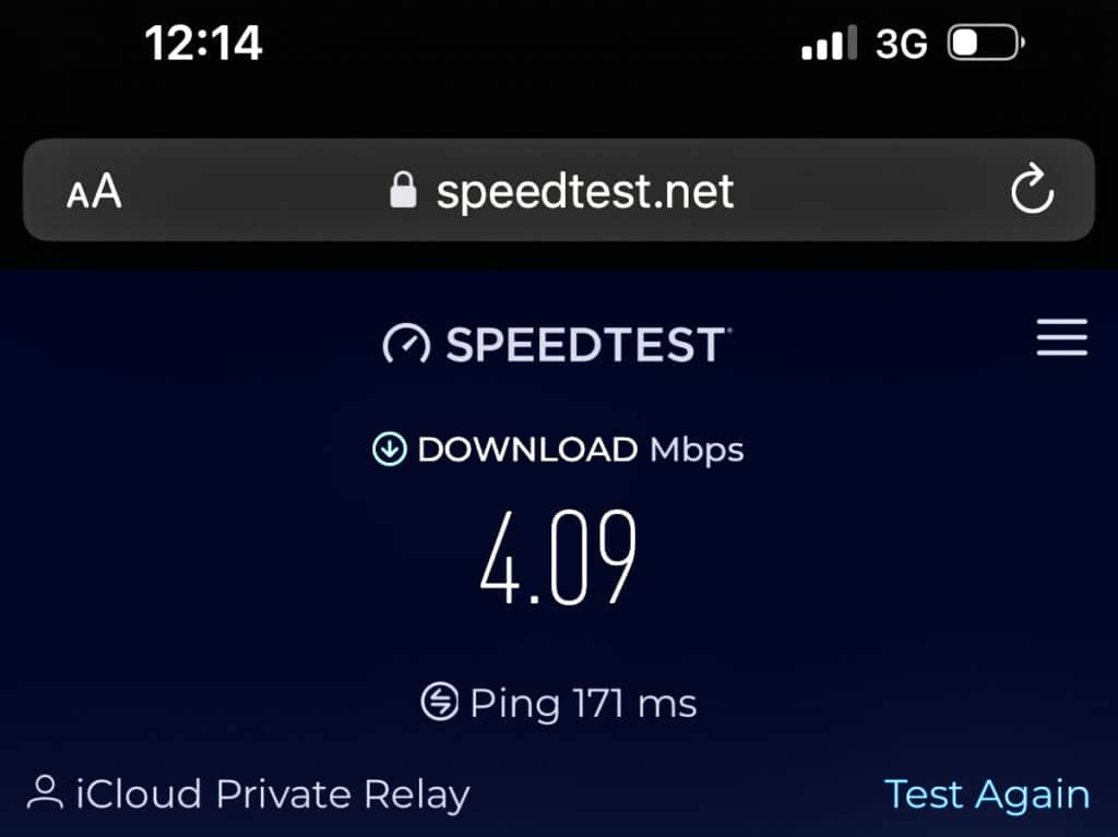 The speedtest result of the WIFI in La Casa del Mundo