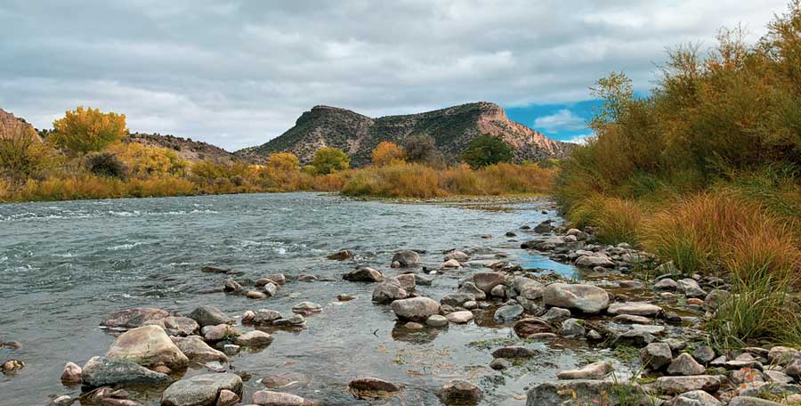 View from the rocky river of Rio Grande