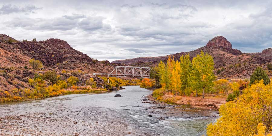 A bridge from afar at the Wild Rivers Recreation Area