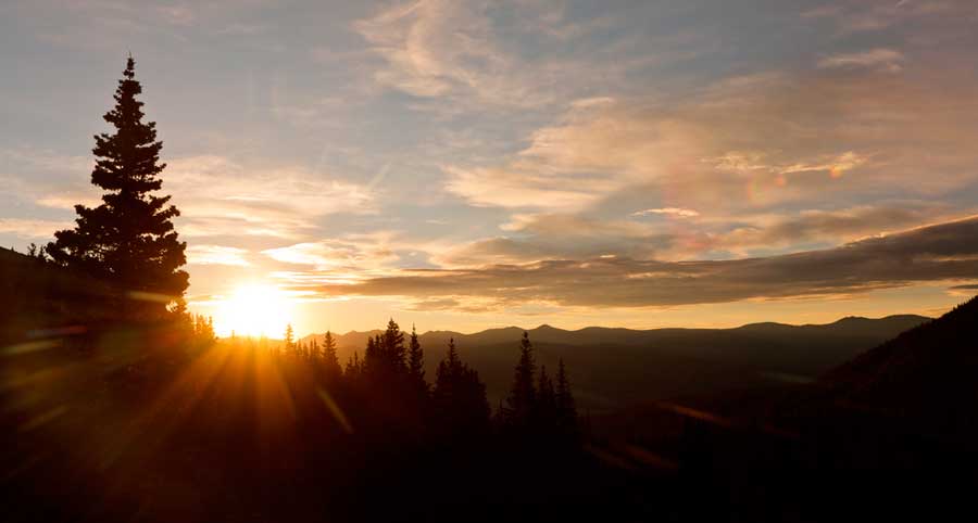 View of the sunrise from the Wilderness of the Rocky Mountains