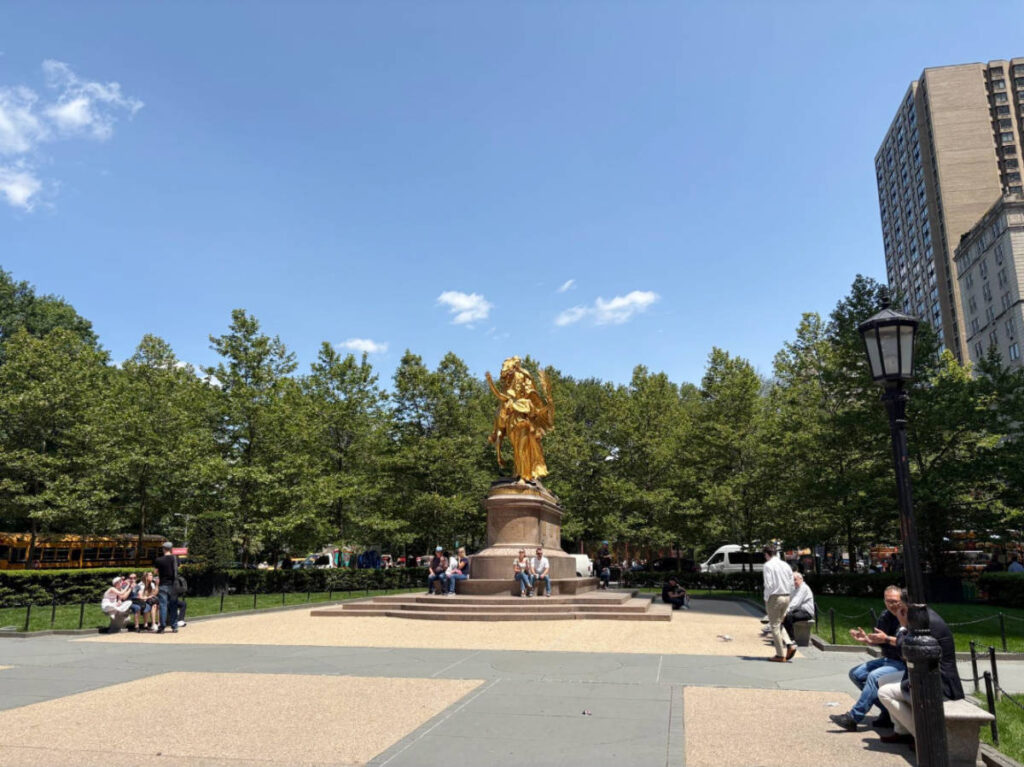 Blue sky over the William Tecumseh Sherman sculpture