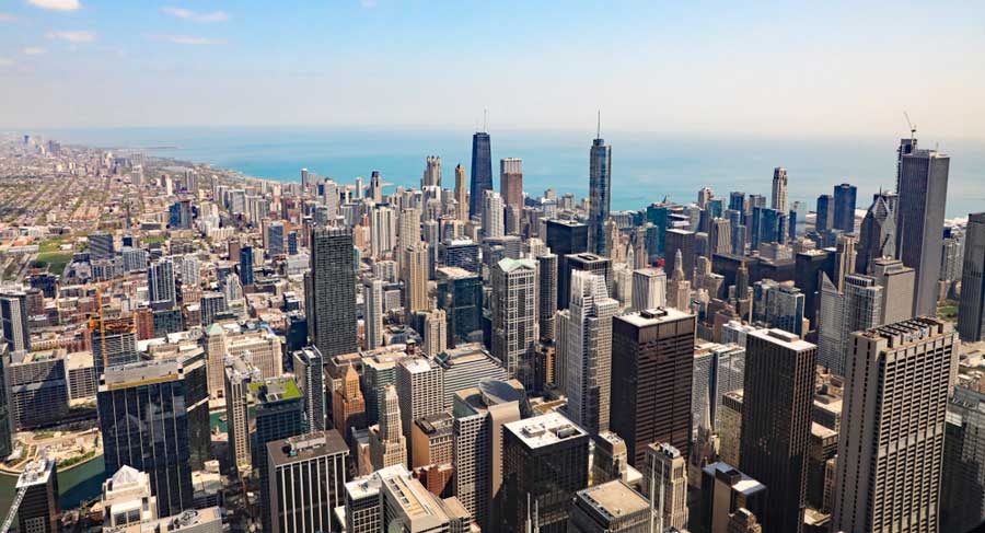 Overlooking view from Willis Tower Skydeck