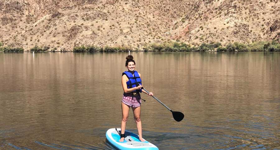 The author paddleboarding in Willow Beach