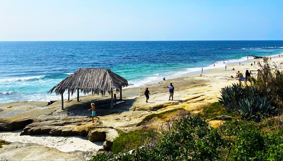 View of people enjoying the Windansea Beach