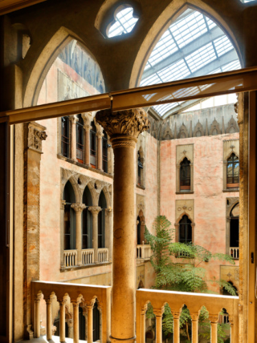 Windows looking into the palazzo at Isabella Stewart Gardner Museum