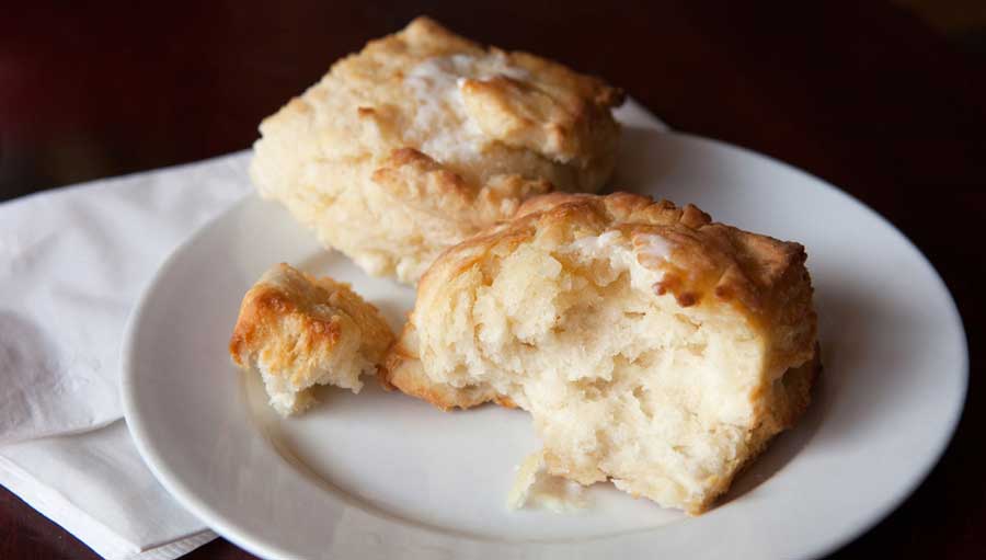 A biscuit on a plate in Winter Park Biscuit Company