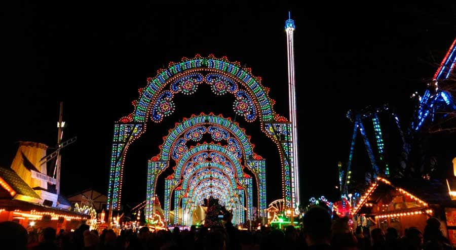 Lights display at night during the Winter Wonderland