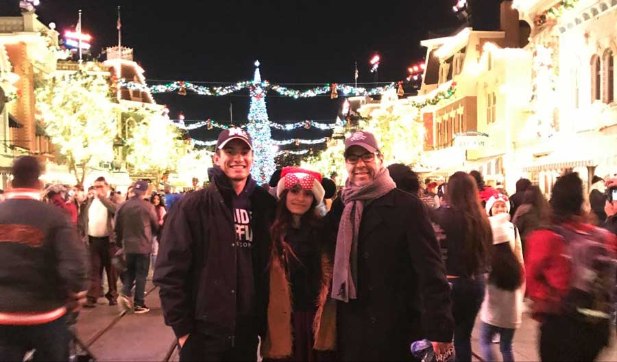 The author with her family during Christmas Season in Disneyland