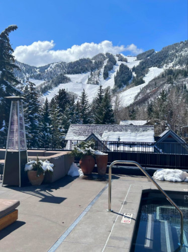 Views of the wintery slopes from the Mollie hotel’s rooftop