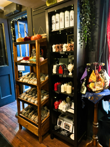 View of the witchy products on the shelves