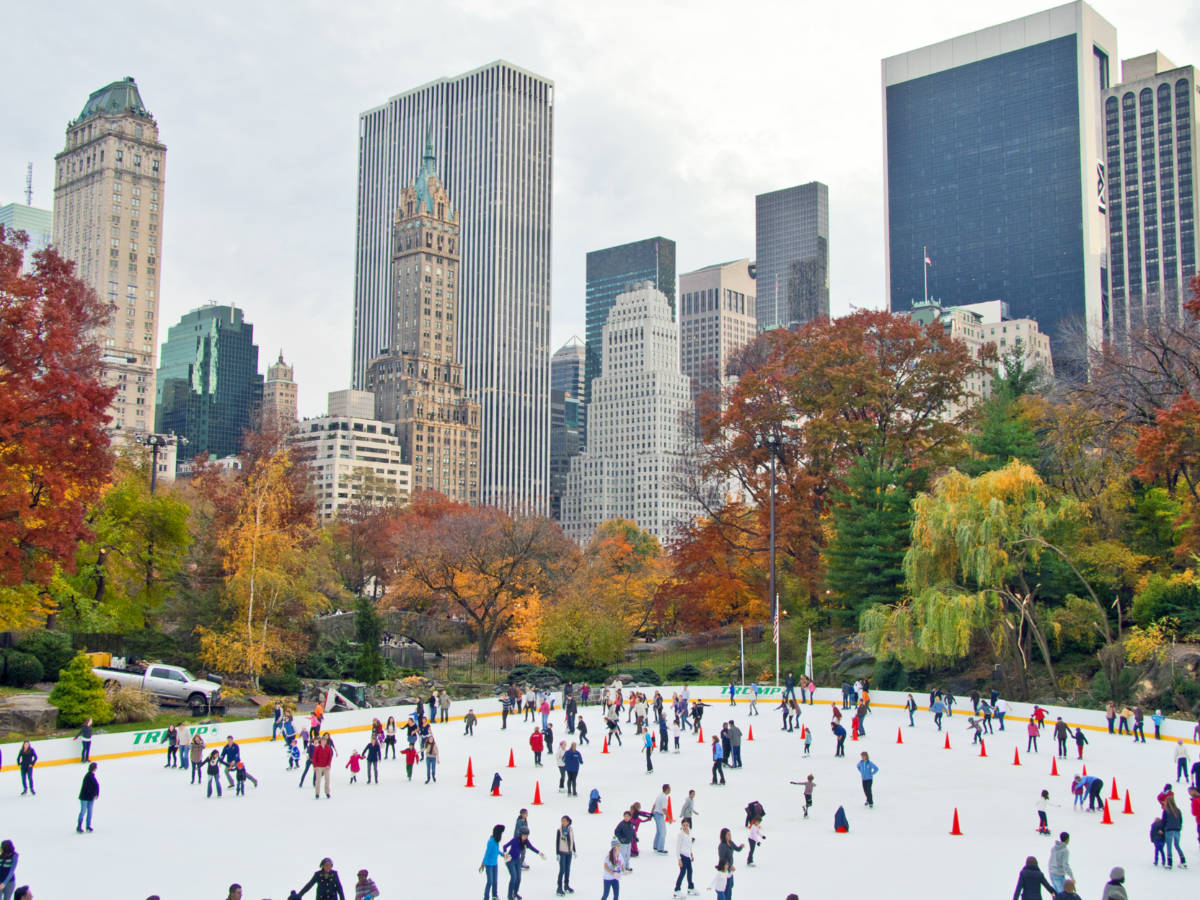 People skating on Wollman Ice Rink in Central Park