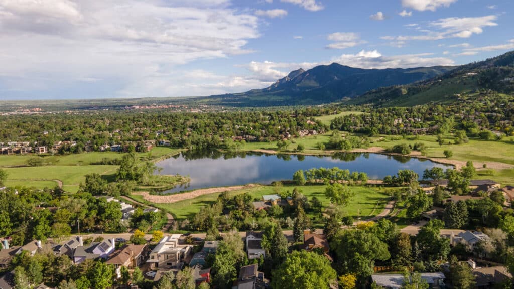 Aerial view of the Wonderland Lake in North Boulder