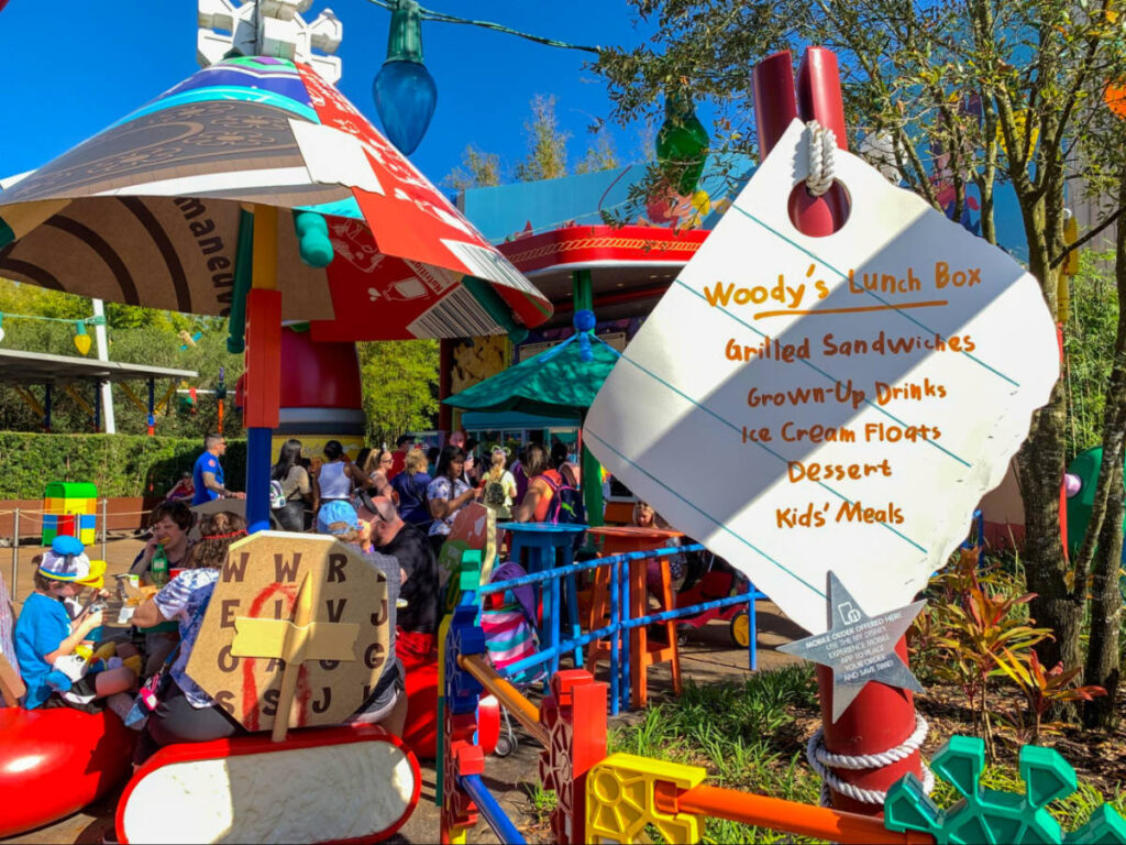 People dining at Woody’s Lunch Box also seen is the menu