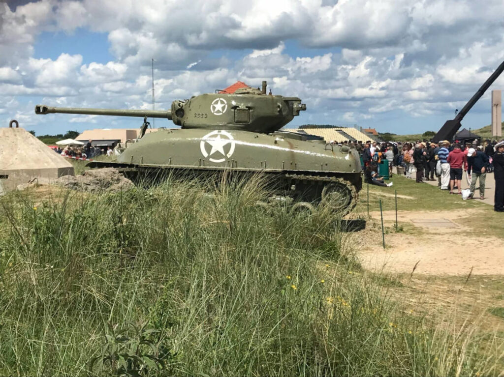 A World War II tank outside the Museum of the Landings