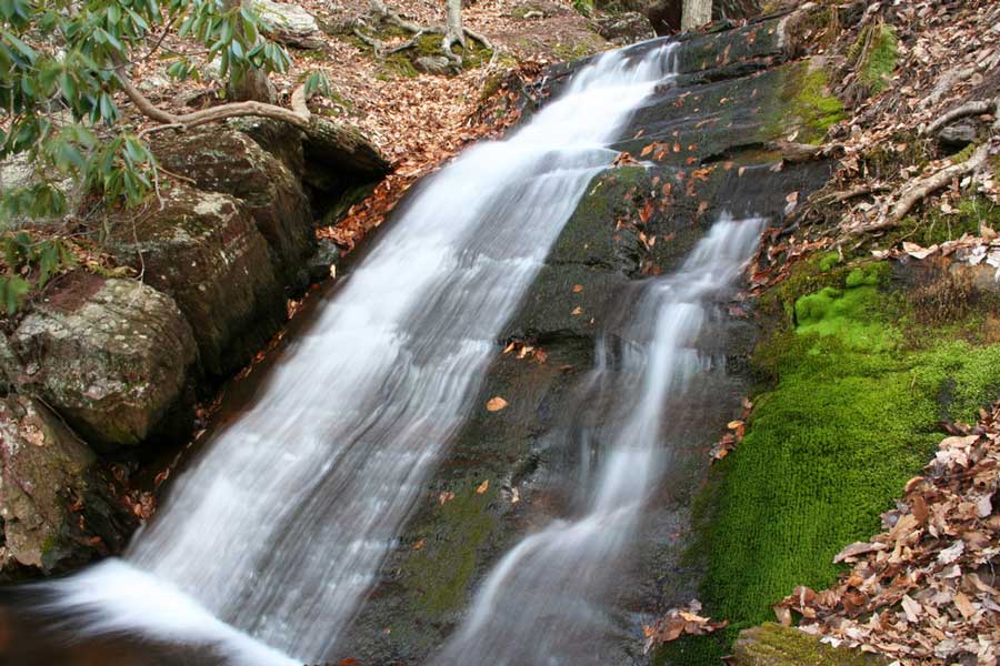 View of a waterfall in Worthington State Forest
