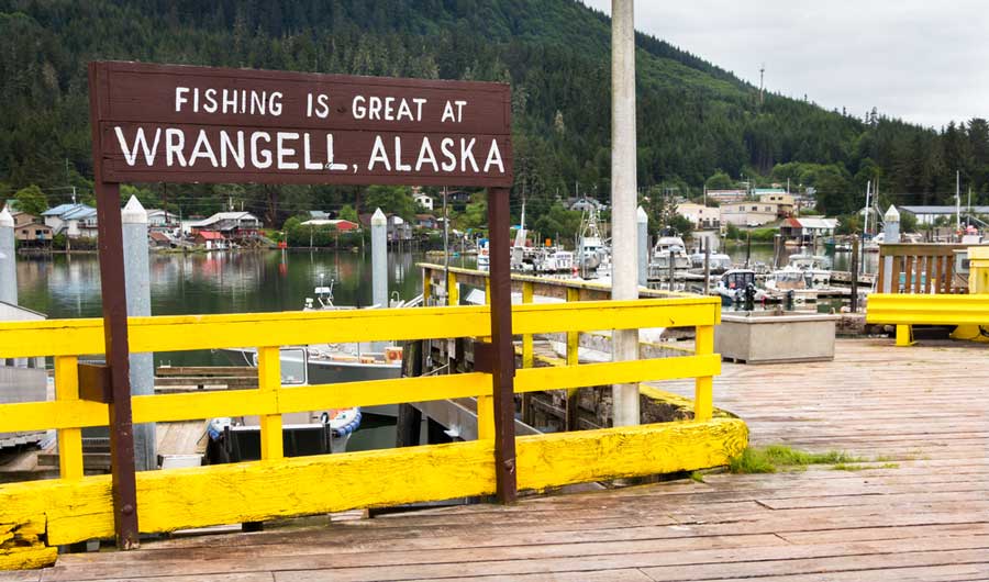 View of a wooden signage in Wrangell