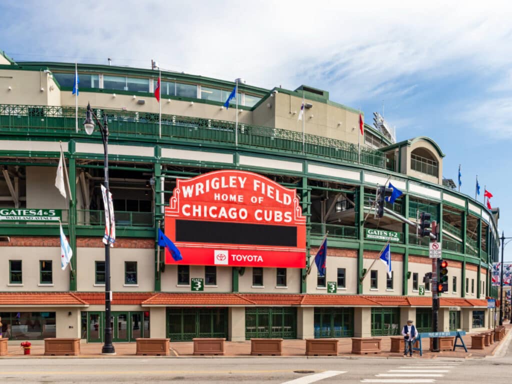 Facade of the Wrigley Field at the Lakeview area