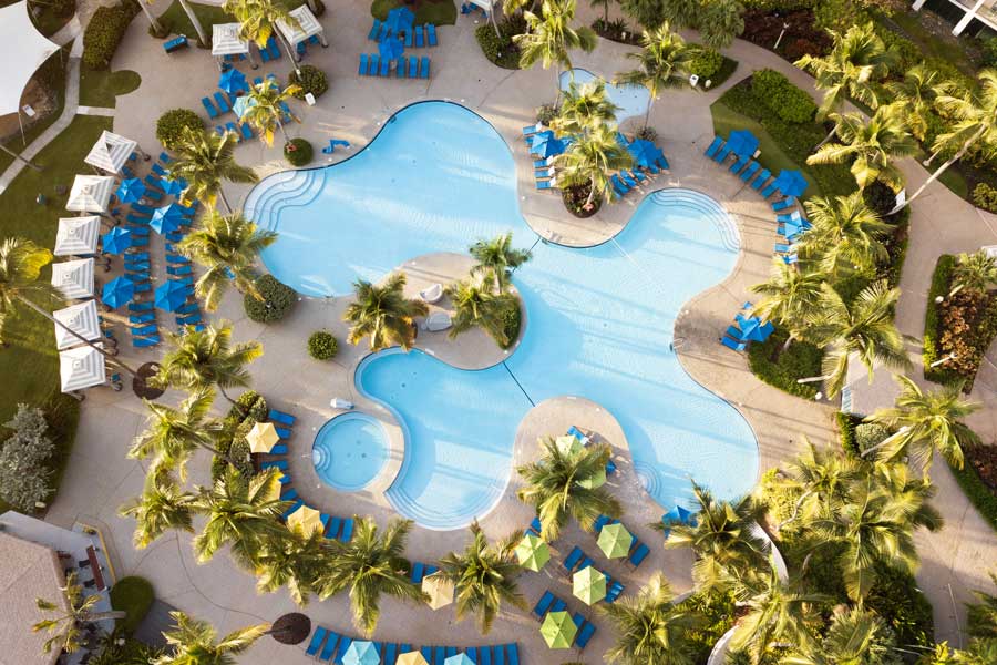 Aerial view of a pool in Wyndham Grand Rio Mar Golf & Beach Resort