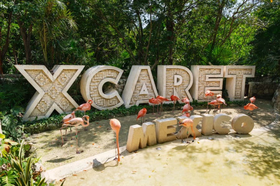 Entrance sign for Xcaret theme park