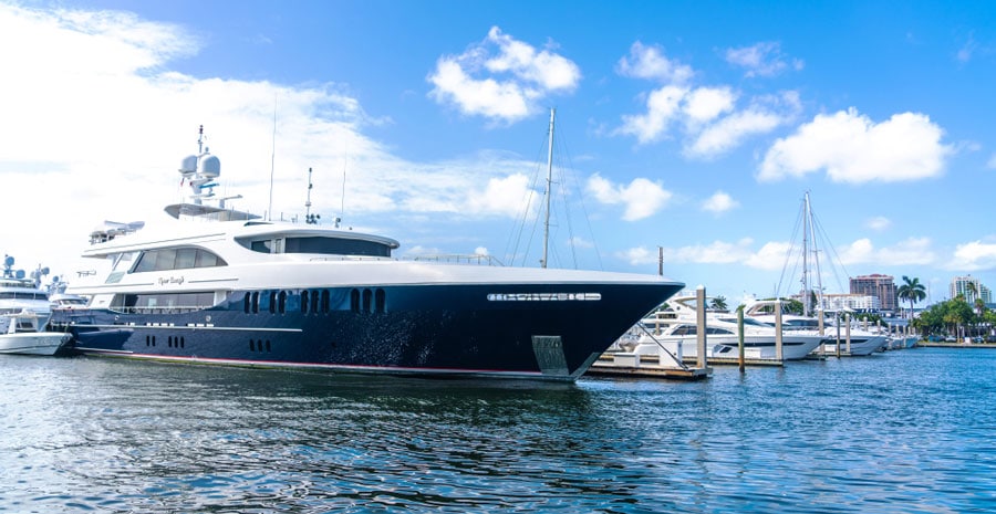 View of a luxury yacht in Fort Lauderdale