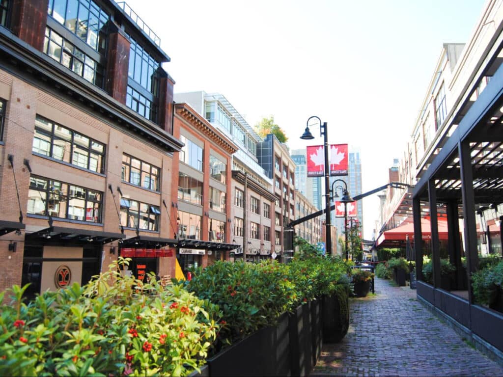 View of the converted warehouses along the Yaletown