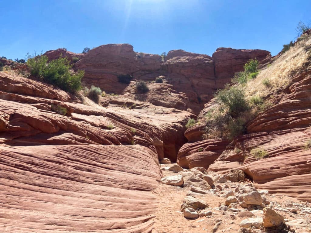 View of the entrance to the slot canyon in Yankee Doodle Hollow