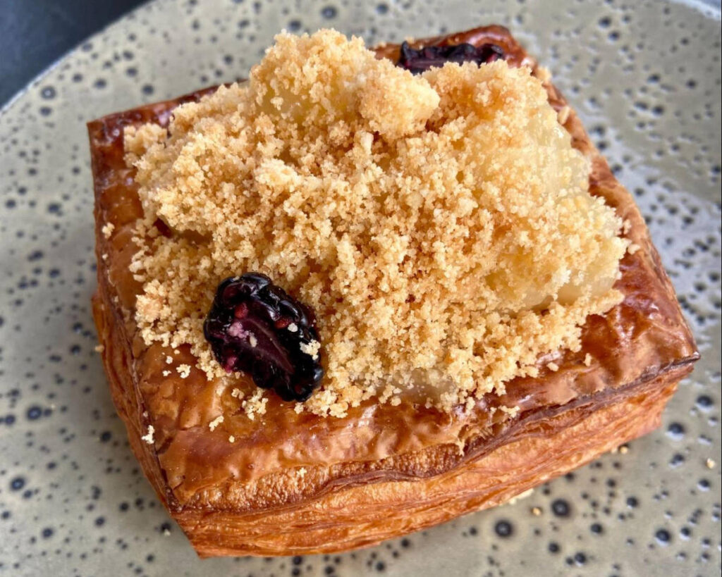 A pastry on a plate served in Yeast Bakery