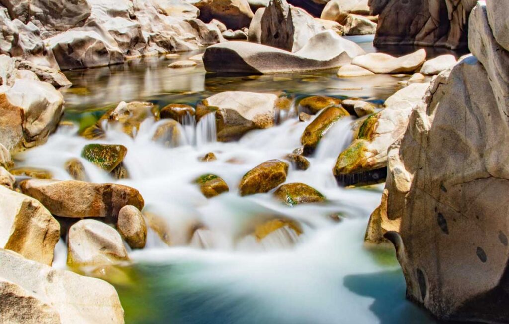 View of the rocky Yuba River in Nevada City