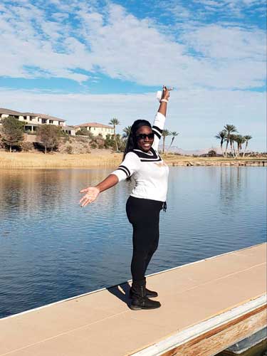 Yvette Griffith posing for a photo at the Lake Las Vegas