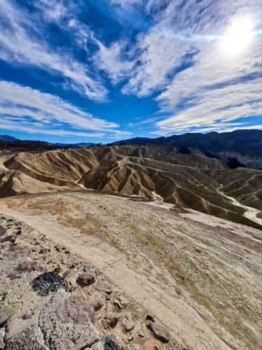 View of the Zabriskie Point on a sunny day