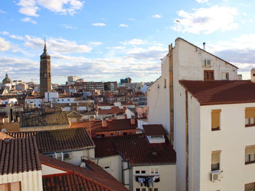 Overlooking view of the buildings at the Zaragoza skyline