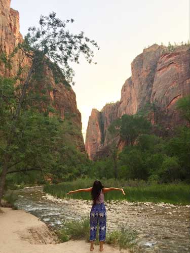 The author posing for a photo in Zion National Park