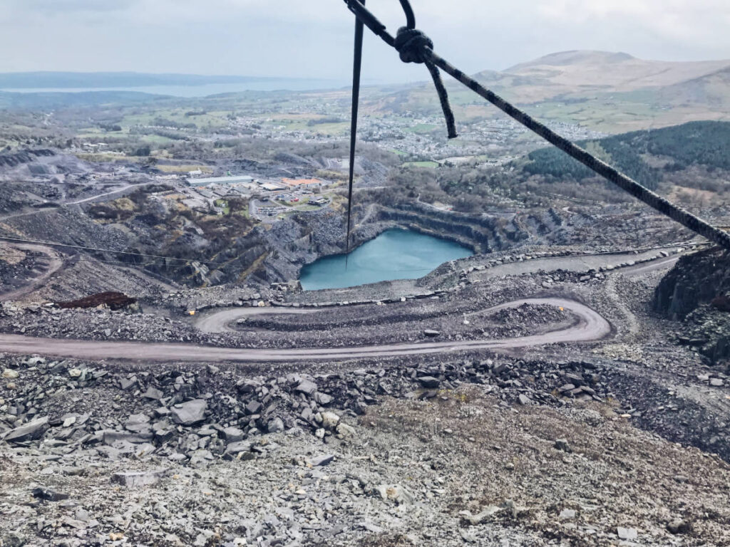 Overlooking view at the Zip World Penrhyn Quarry