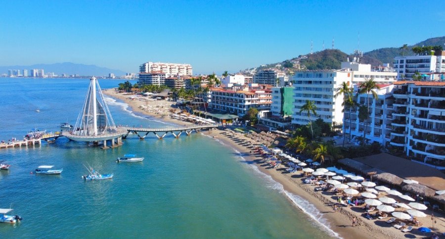 Aerial view of Playa de los Muertos in Zona Romantica