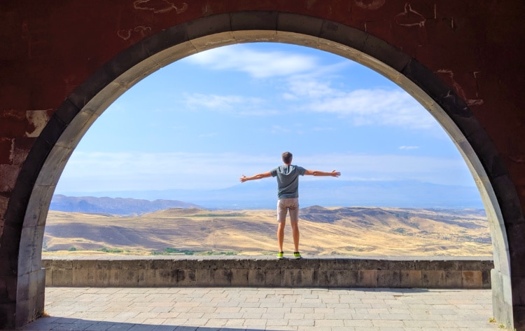Nate looking out over Armenia