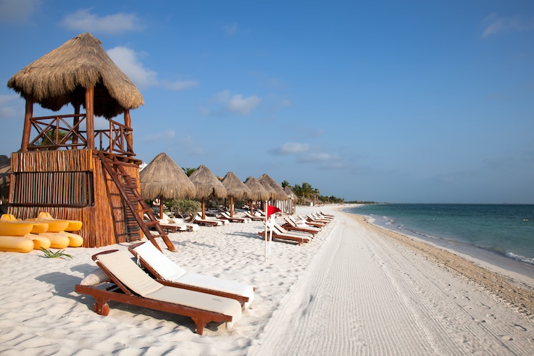 Lounge chairs on the beach