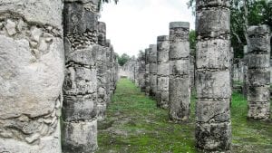 Dozens of stone pillars
