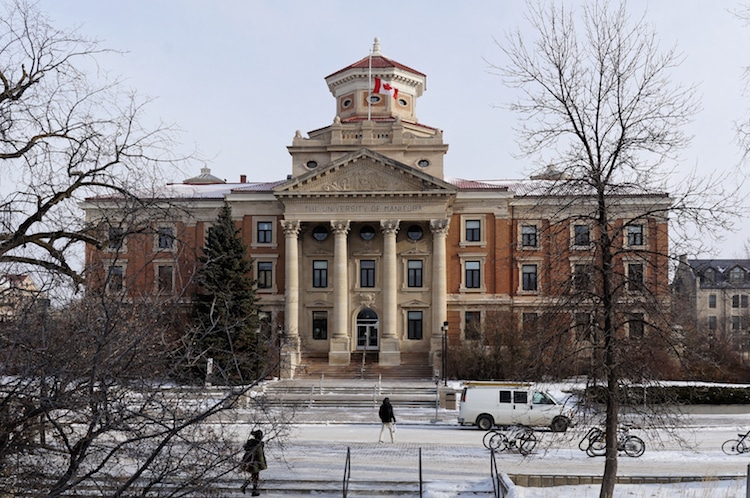 Winter view on University of Manitoba Administration Building in Winnipeg Fort Garry Neighborhood