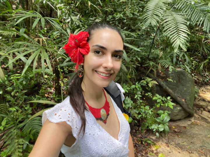 The author with plants in the Puerto Vallarta Botanical Garden