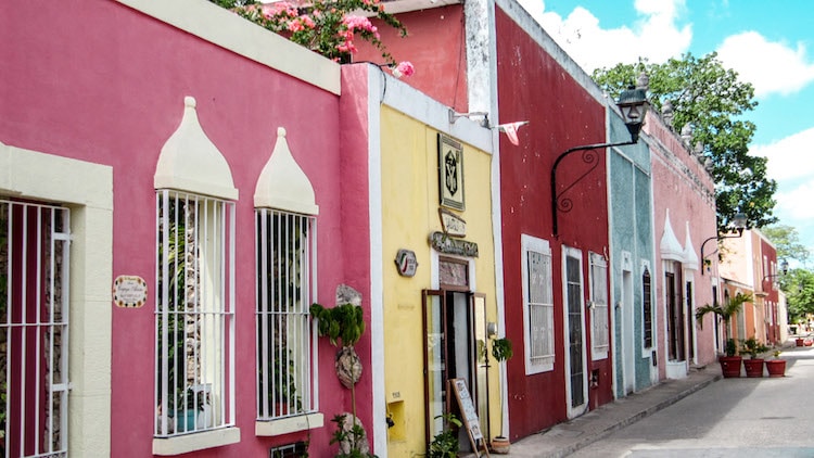 Colorful buildings lined up in Valladolid