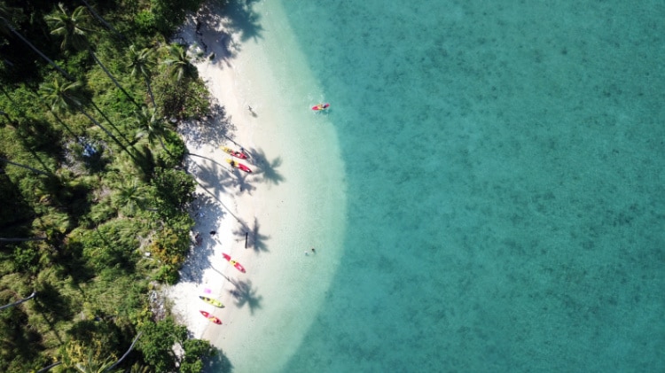 Aerial view of the white sand beach of Ko Chang