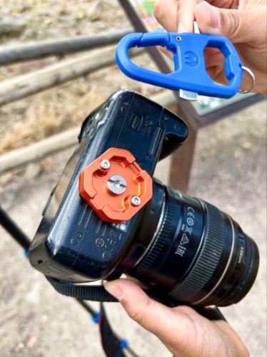 Closeup look of the screw on the base plate with the included toolz of 3 Legged Thing Punks Corey 2.0 Tripod
