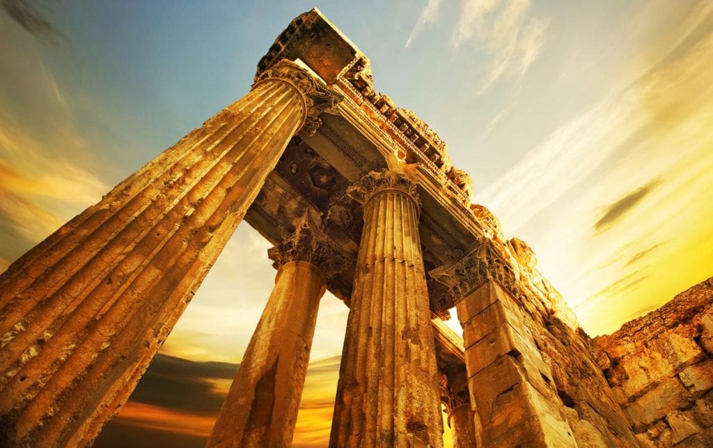 Perspective view of the column ruins in Lebanon